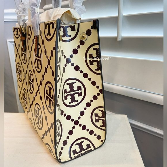 🔥HP🔥NeW! Tory Burch T Monogram Contrast Embossed Tote - Picture 11 of 17